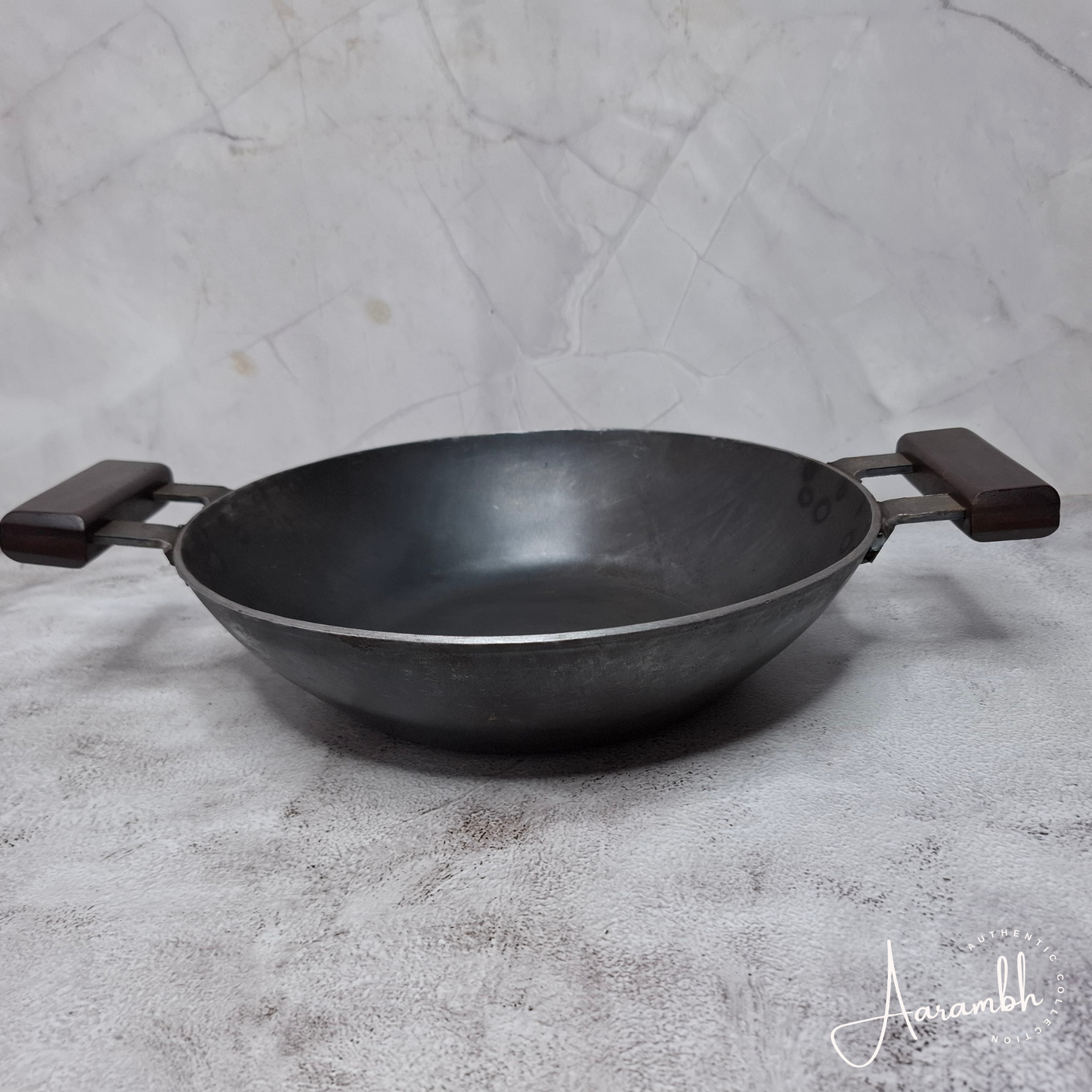 Aarambh® Pure Iron Flat Base Kadhai (3mm)