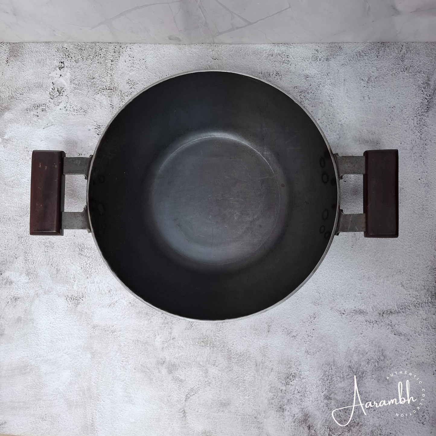 Aarambh® Pure Iron Flat Base Kadhai (3mm)