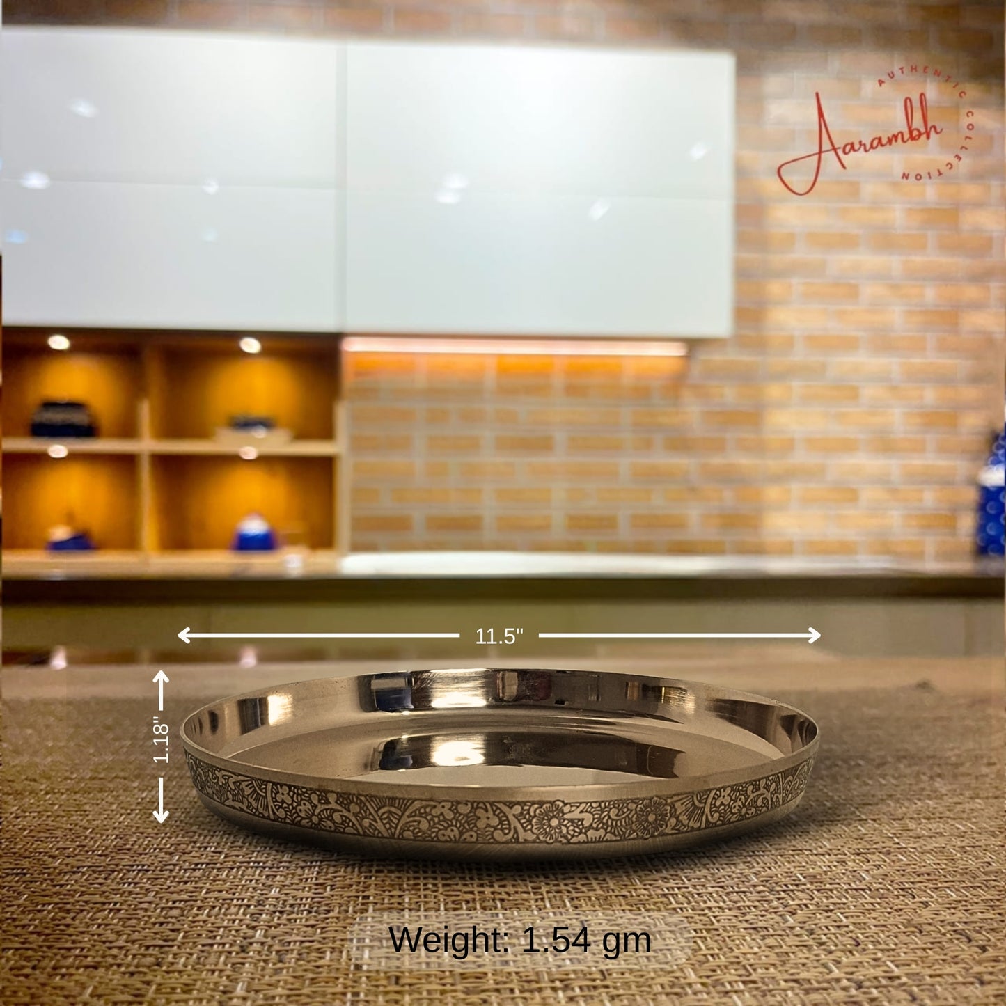 Aarambh® Pure Bronze Etching Thali