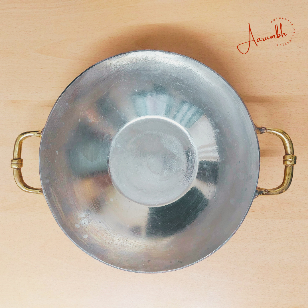 Aarambh® Pure Brass Flat Base Kadhai (3mm)