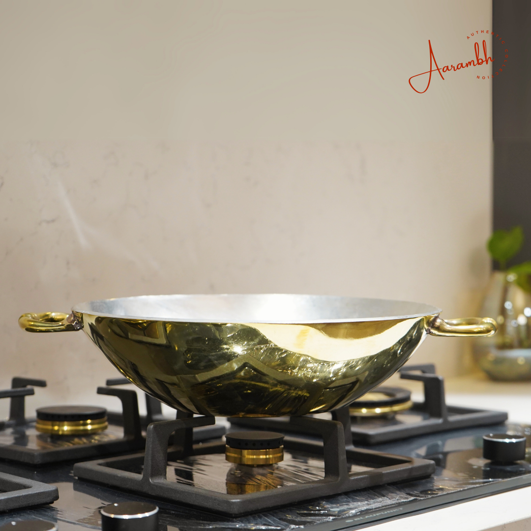 Aarambh® Pure Brass Flat Base Kadhai (3mm)