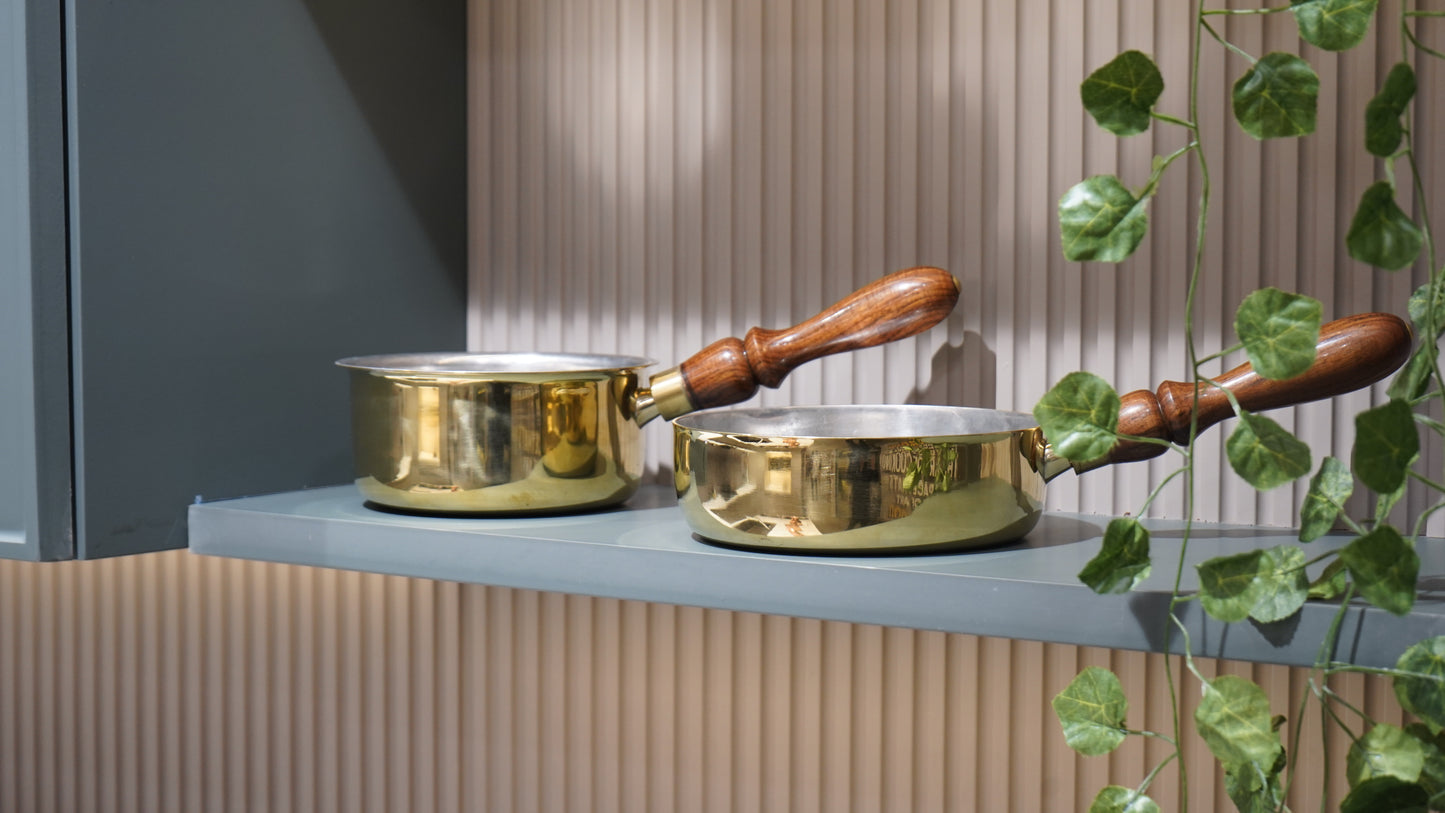 Aarambh® Brass Fry Pan +Aarambh® Sauce Pan