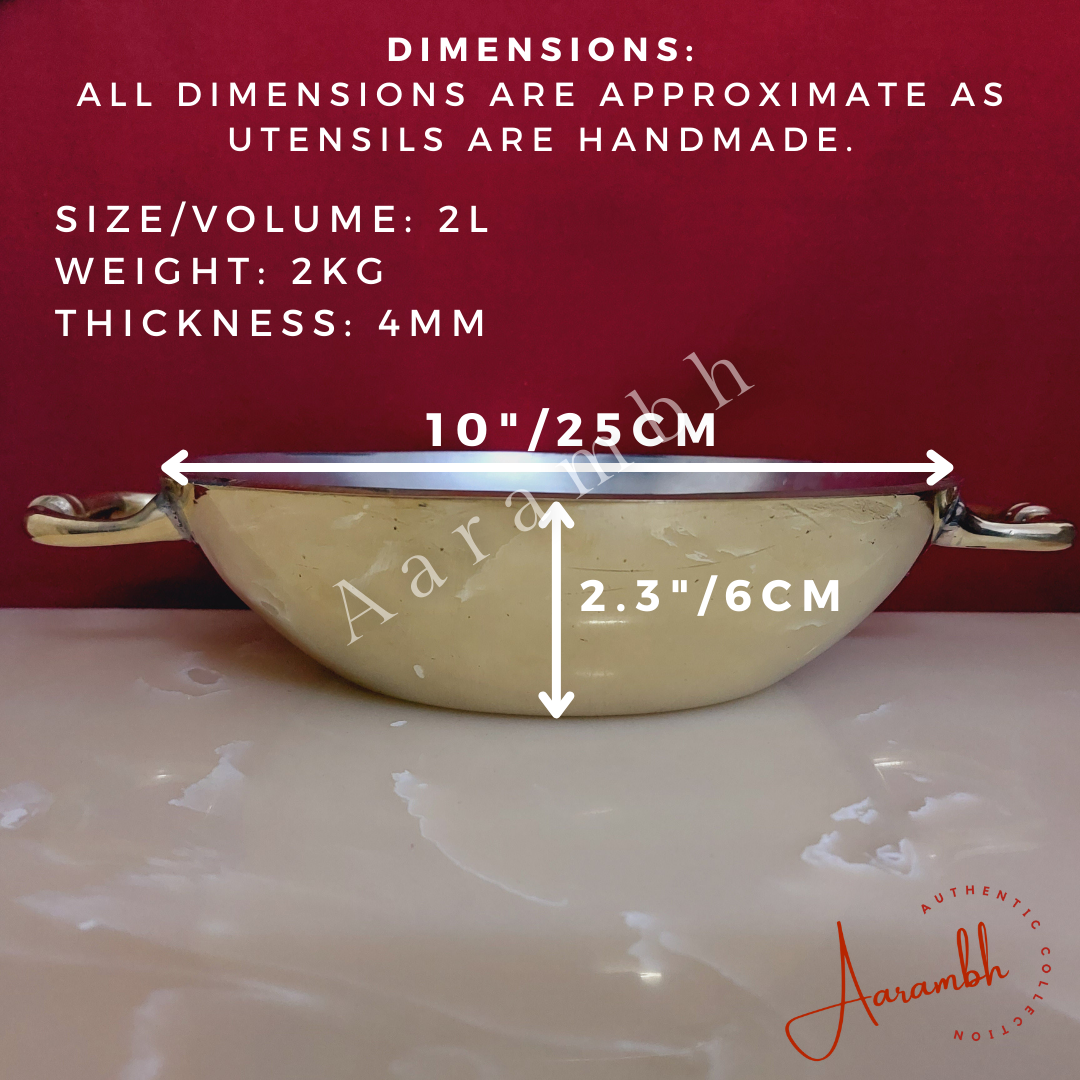 Aarambh® Pure Brass Flat Base Kadhai (4mm)