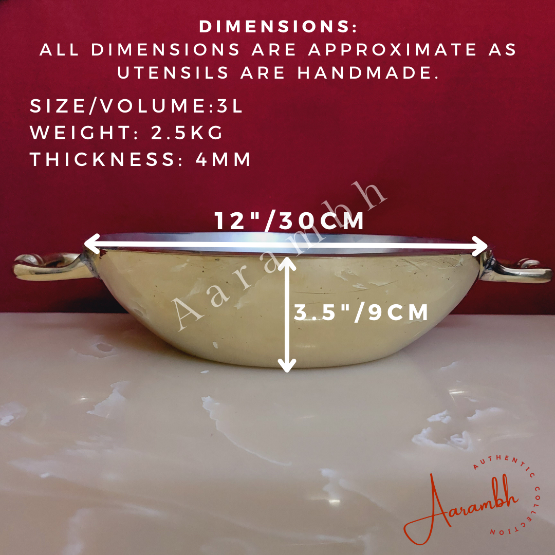 Aarambh® Pure Brass Flat Base Kadhai (4mm)