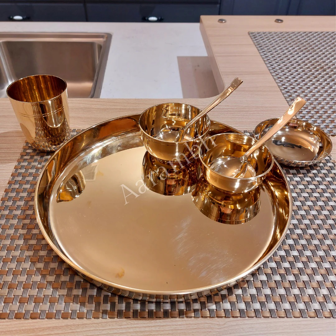 Pure Bronze Thali Set (Design 1)