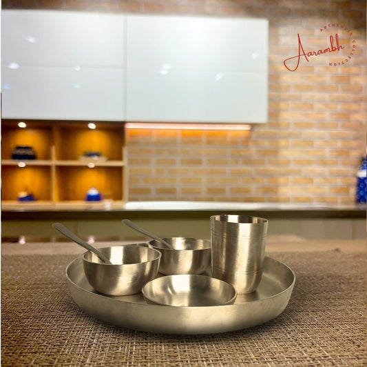 Aarambh® Pure Bronze Matte Finish Thali Set