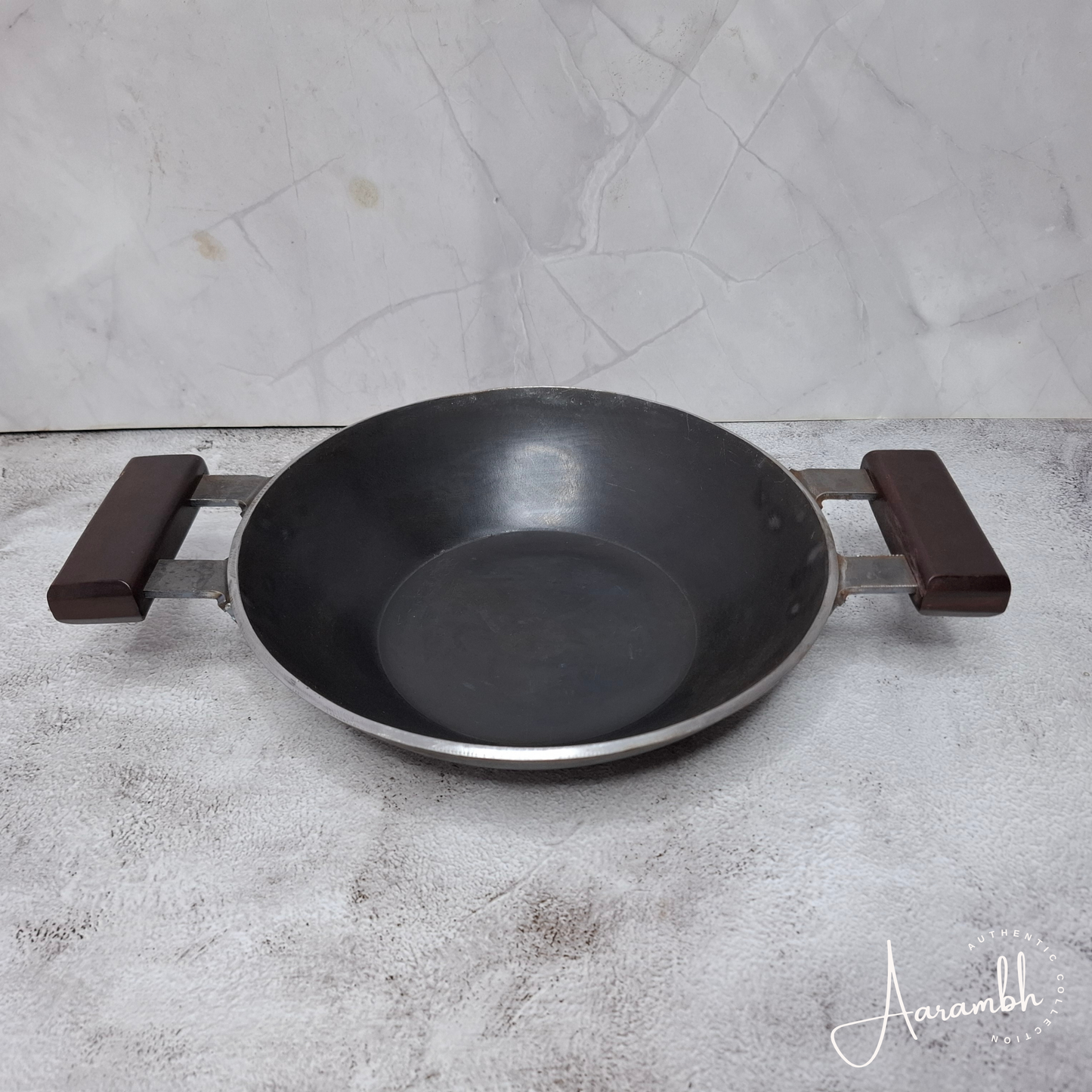 Aarambh® Pure Iron Flat Base Kadhai (4mm)