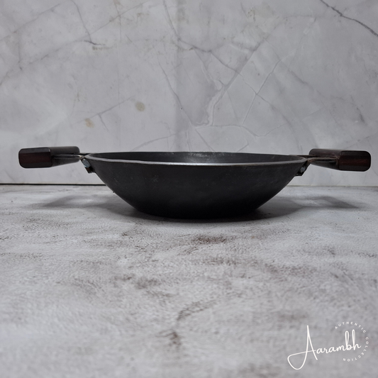 Aarambh® Pure Iron Flat Base Kadhai (4mm)