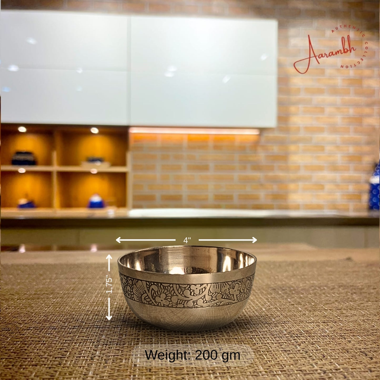 Aarambh® Pure Bronze Etching Bowl w/ spoon