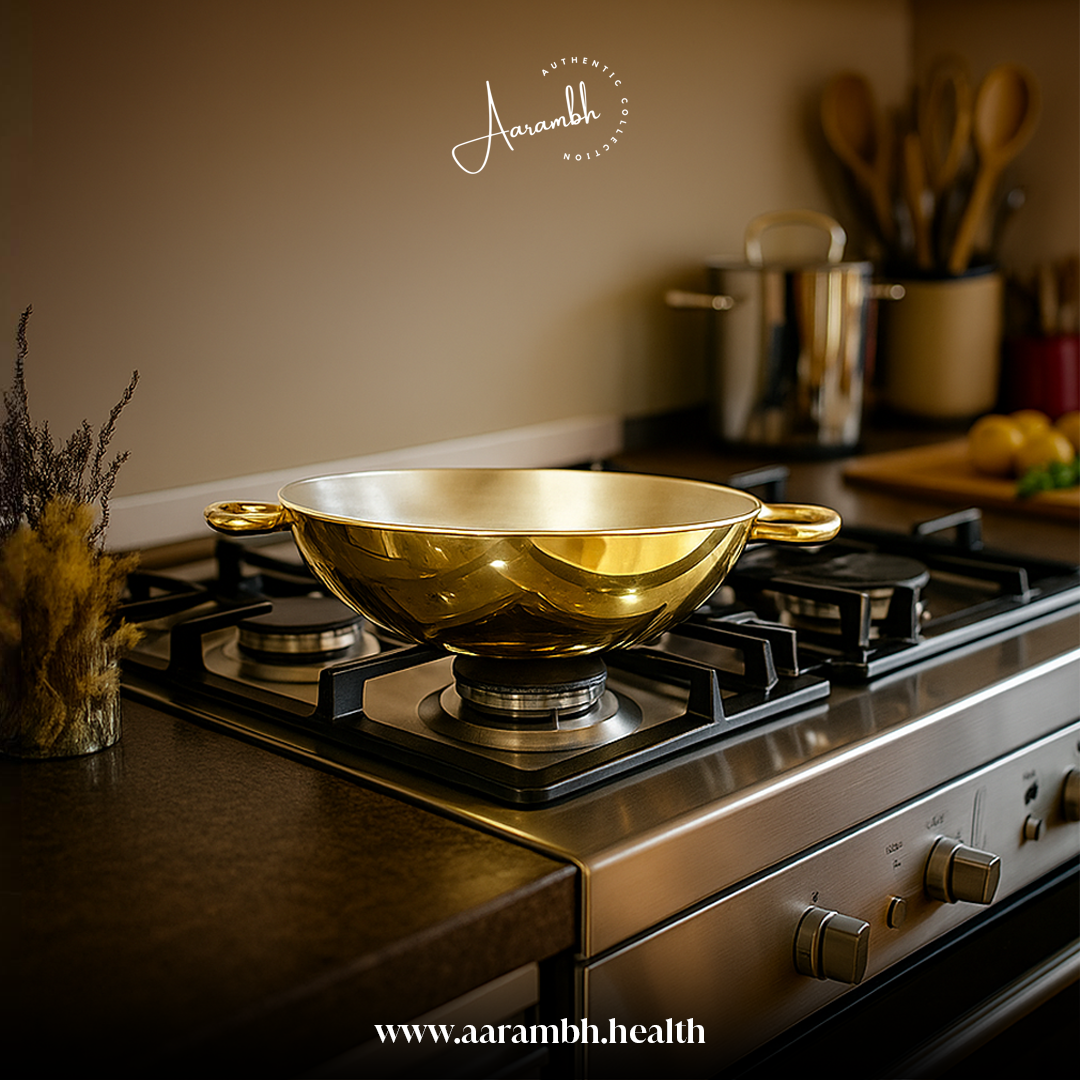 Aarambh® Pure Brass Flat Base Kadhai (4mm)