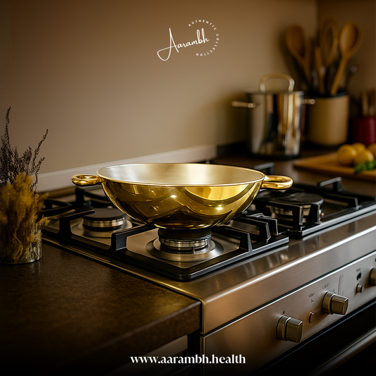 Aarambh® Pure Brass Flat Base Kadhai (4mm)