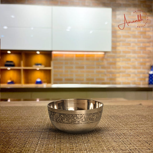 Aarambh® Pure Bronze Etching Bowl w/ spoon