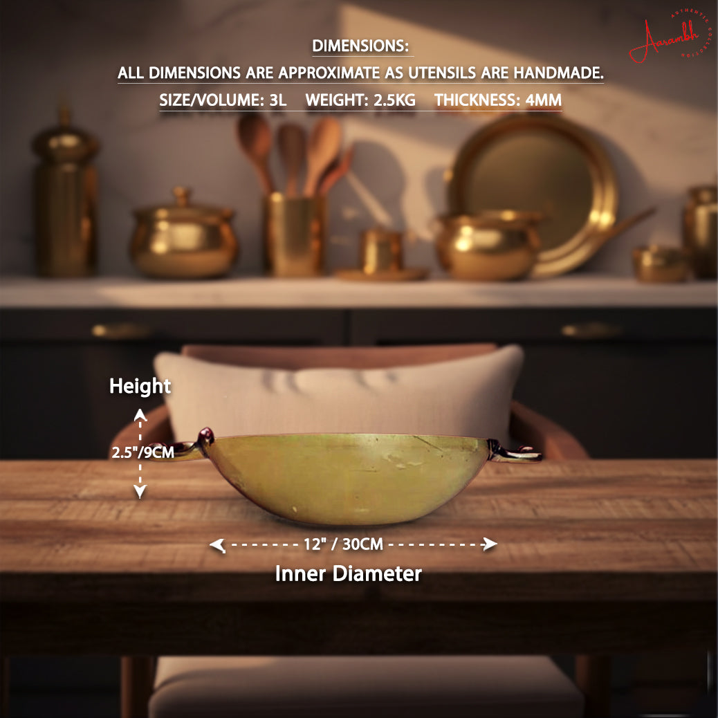 Aarambh® Pure Brass Flat Base Kadhai (4mm)