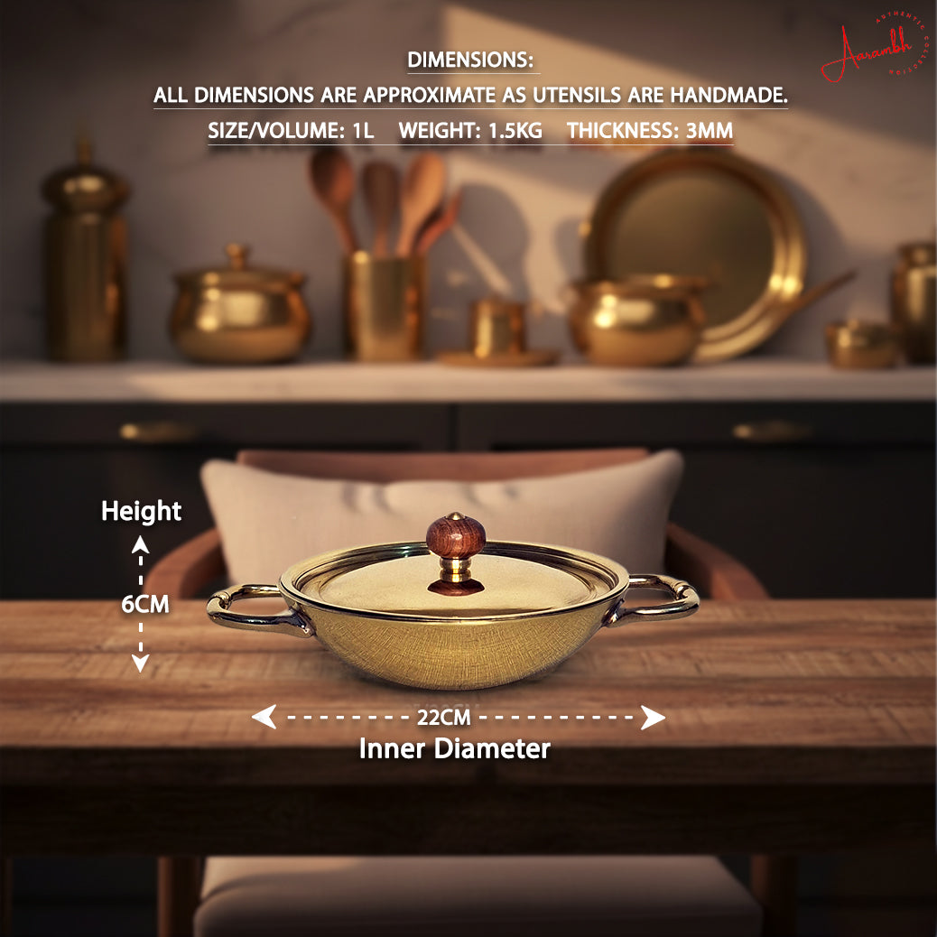 Aarambh® Pure Brass Flat Base Kadhai (3mm)