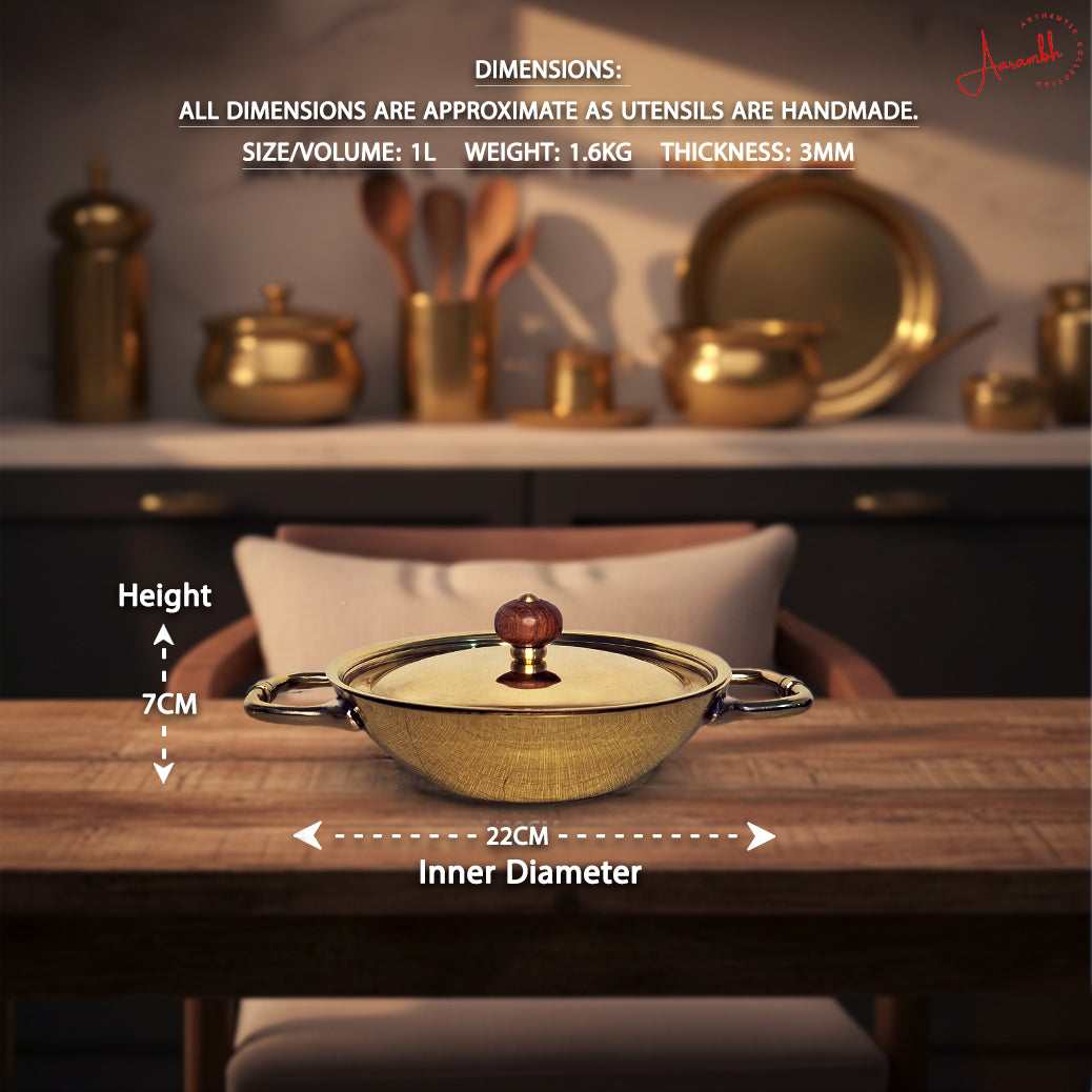 Aarambh® Pure Brass Kadhai (3mm)